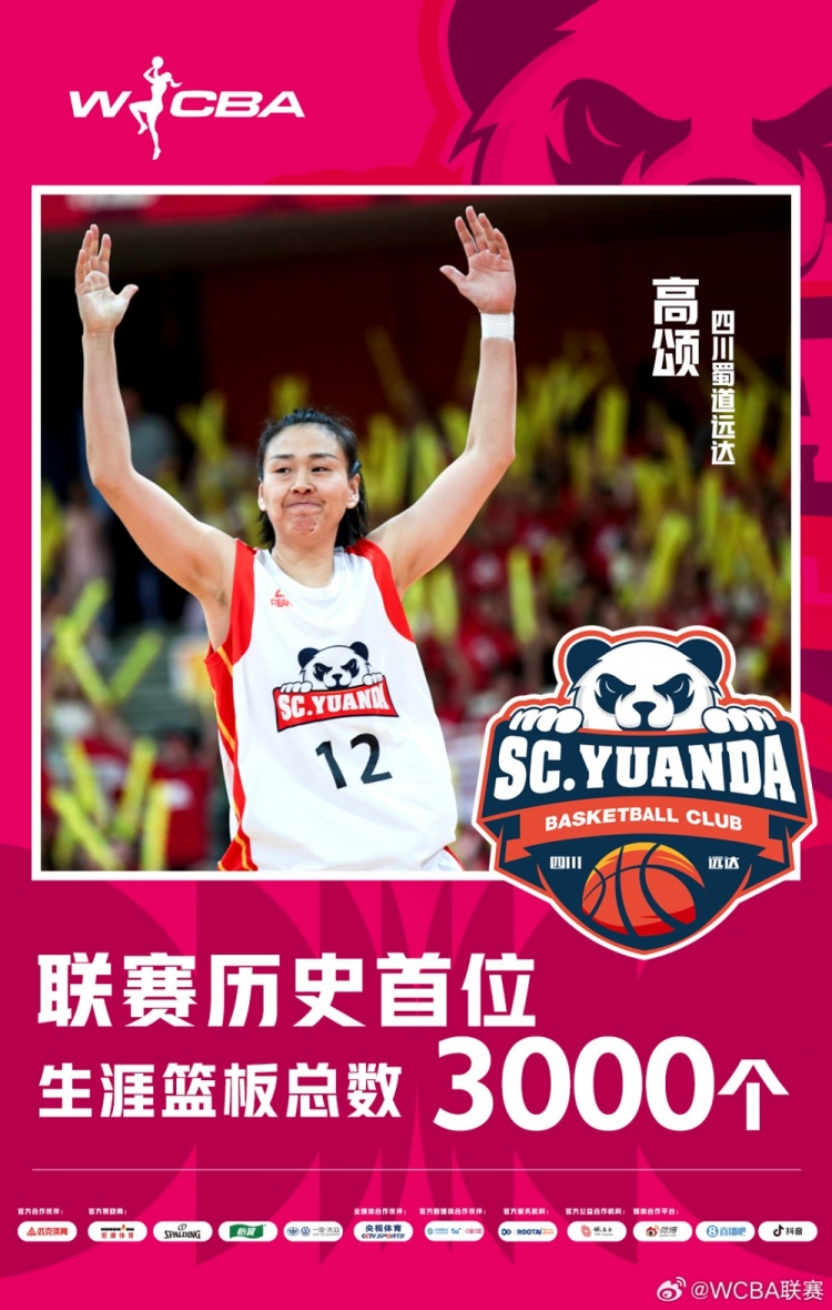  十八载铸就传奇！WCBA官方：高颂荣膺联赛历史首位篮板达3000球员